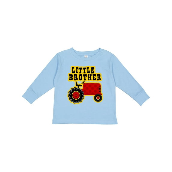 Inktastic Red Tractor Little Brother Boys Long Sleeve Toddler T-Shirt