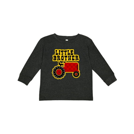Inktastic Red Tractor Little Brother Boys Long Sleeve Toddler T-Shirt