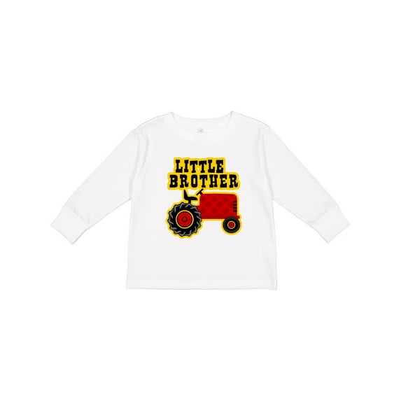 Inktastic Red Tractor Little Brother Boys Long Sleeve Toddler T-Shirt