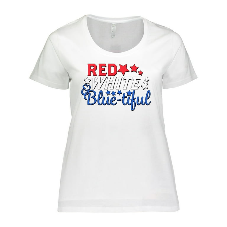 Plus size red top white and blue shirt