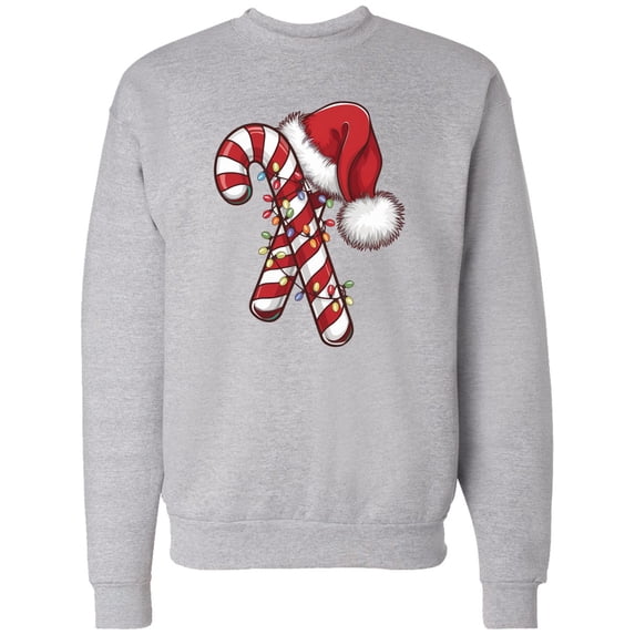 Inktastic Red and White Candy Cane Santa Christmas Funny Xmas Lights Adult Sweatshirt