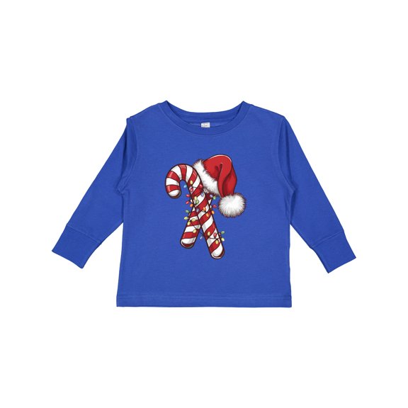 Inktastic Red and White Candy Cane Santa Christmas Funny Xmas Lights Boys or Girls Long Sleeve Toddler T-Shirt