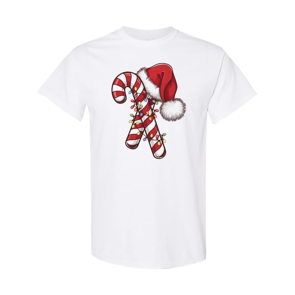 Inktastic Red and White Candy Cane Santa Christmas Funny Xmas Lights T-Shirt