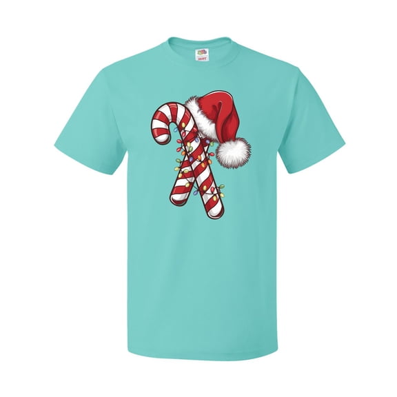 Inktastic Red and White Candy Cane Santa Christmas Funny Xmas Lights T-Shirt