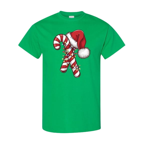 Inktastic Red and White Candy Cane Santa Christmas Funny Xmas Lights T-Shirt