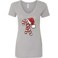 thumbnail image 1 of Inktastic Red and White Candy Cane Santa Christmas Funny Xmas Lights Women's V-Neck T-Shirt, 1 of 5