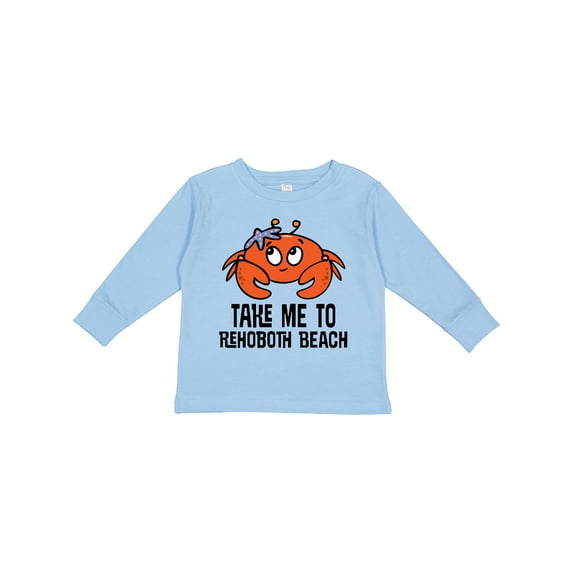 Inktastic Rehoboth Beach Delaware Cute Crab Boys or Girls Long Sleeve Toddler T-Shirt