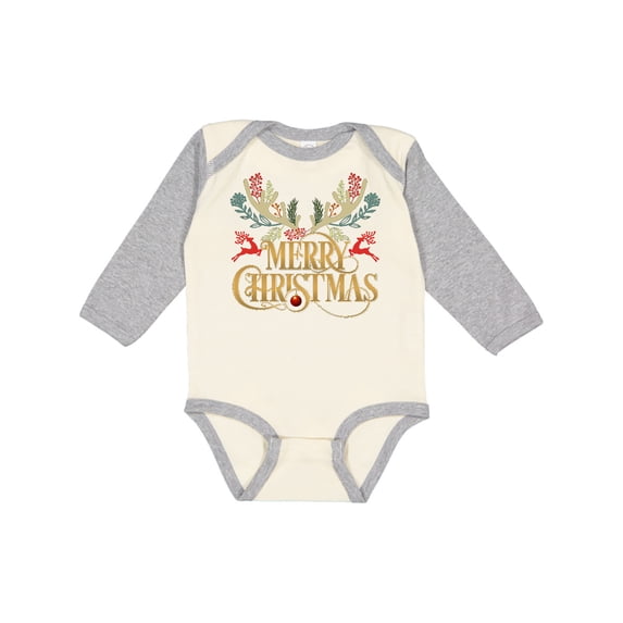 Inktastic Reindeer Christmas Boys or Girls Long Sleeve Baby Bodysuit