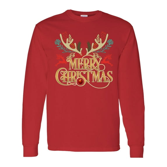 Inktastic Reindeer Christmas Long Sleeve T-Shirt