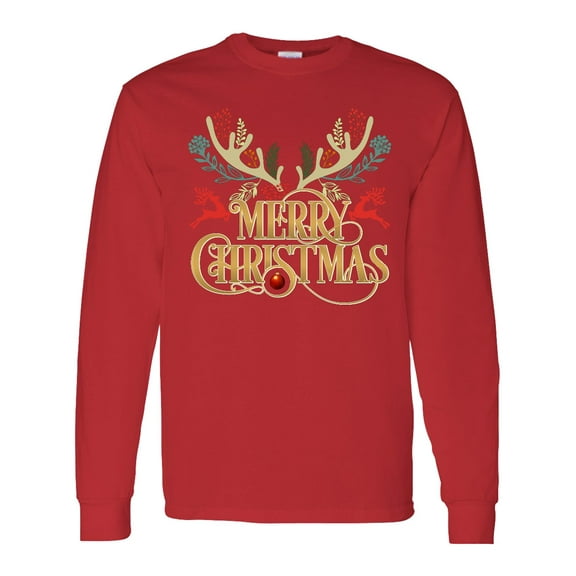 Inktastic Reindeer Christmas Long Sleeve T-Shirt