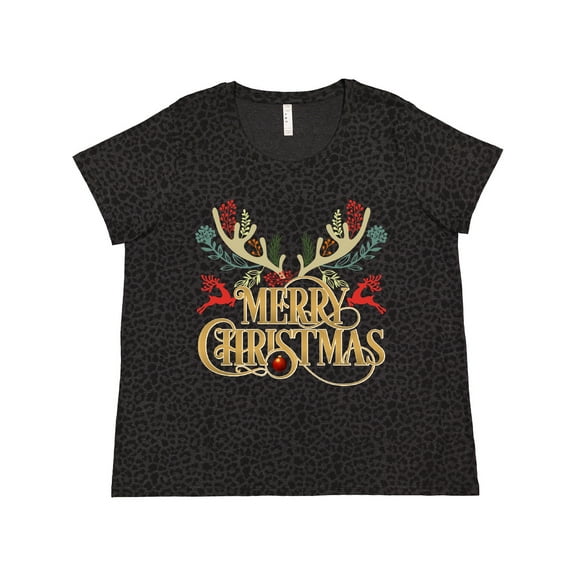 Inktastic Reindeer Christmas Women's Plus Size T-Shirt