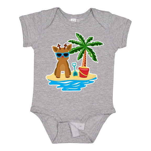 Inktastic Reindeer on the Beach with Palm Tree Boys or Girls Baby Bodysuit