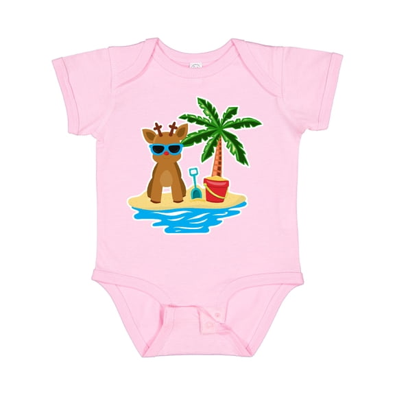 Inktastic Reindeer on the Beach with Palm Tree Boys or Girls Baby Bodysuit