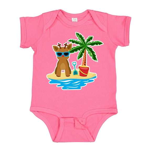 Inktastic Reindeer on the Beach with Palm Tree Boys or Girls Baby Bodysuit