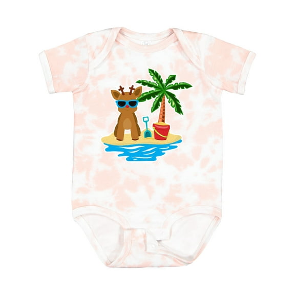 Inktastic Reindeer on the Beach with Palm Tree Boys or Girls Baby Bodysuit