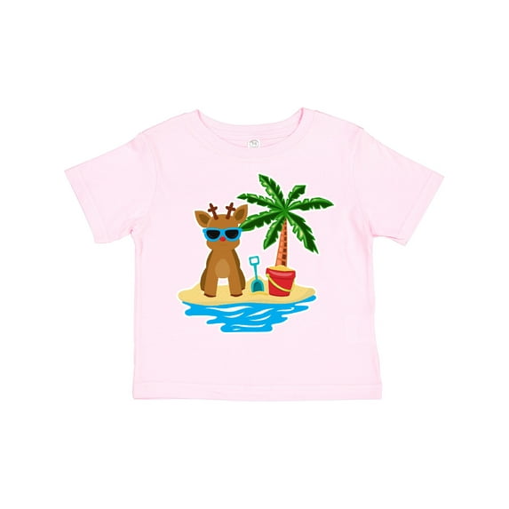 Inktastic Reindeer on the Beach with Palm Tree Boys or Girls Toddler T-Shirt