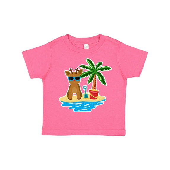 Inktastic Reindeer on the Beach with Palm Tree Boys or Girls Toddler T-Shirt
