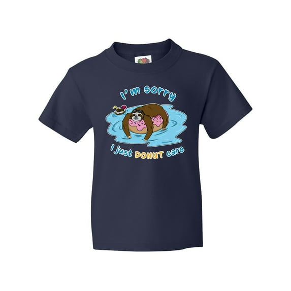 Inktastic Relaxing Sloth-I'm Sorry I DONUT care Youth T-Shirt