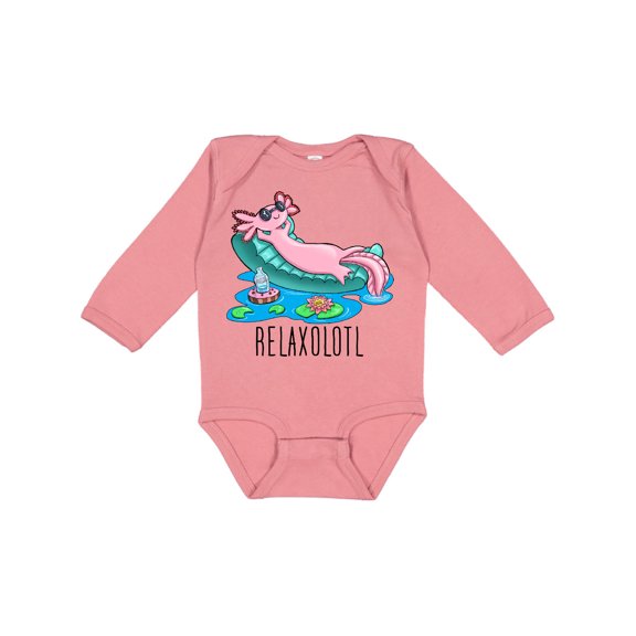 Inktastic Relaxolotl- Cute Axolotl on Summer Vacation Boys or Girls Long Sleeve Baby Bodysuit