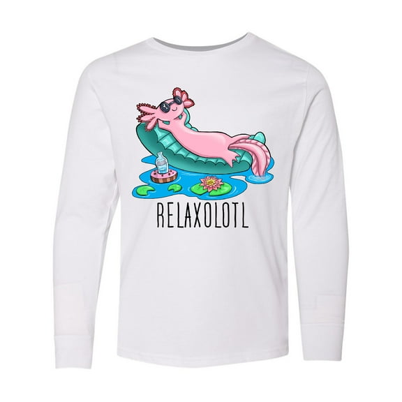 Inktastic Relaxolotl- Cute Axolotl on Summer Vacation Long Sleeve Youth T-Shirt