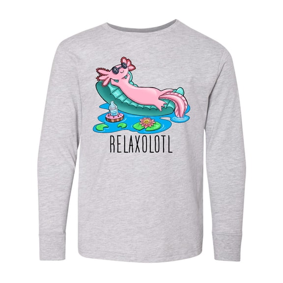 Inktastic Relaxolotl- Cute Axolotl on Summer Vacation Long Sleeve Youth T-Shirt