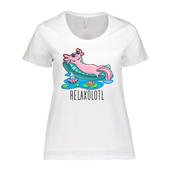 Inktastic Relaxolotl- Cute Axolotl on Summer Vacation Women's Plus Size T-Shirt