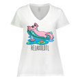 thumbnail image 1 of Inktastic Relaxolotl- Cute Axolotl on Summer Vacation Women's Plus Size V-Neck T-Shirt, 1 of 5