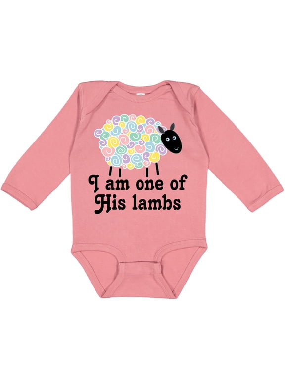 Religious Lamb Christian Childs Boys or Girls Long Sleeve Baby Bodysuit