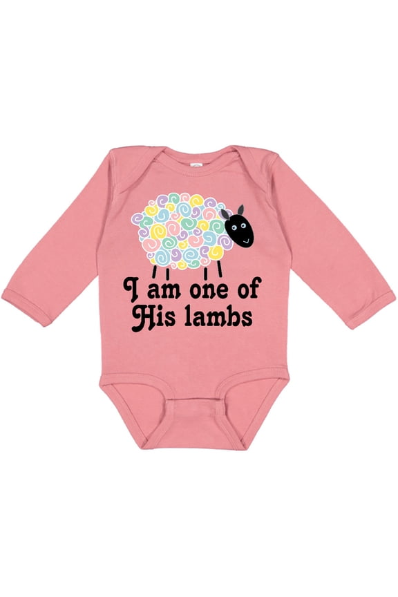 Religious Lamb Christian Childs Boys or Girls Long Sleeve Baby Bodysuit