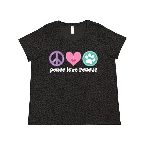 Inktastic Rescue Dogs Peace Love Rescue Pet Gift Women's Plus Size T-Shirt
