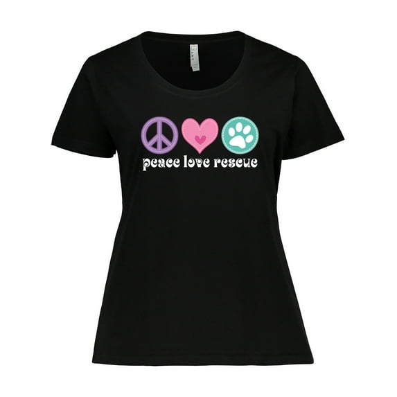 Inktastic Rescue Dogs Peace Love Rescue Pet Gift Women's Plus Size T-Shirt
