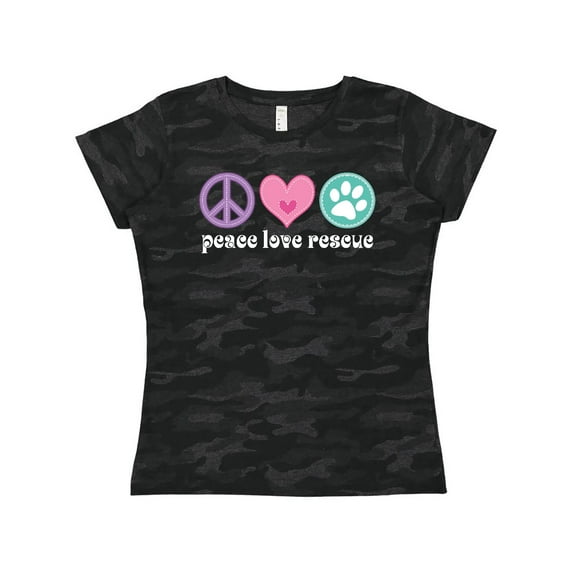 Inktastic Rescue Dogs Peace Love Rescue Pet Gift Women's T-Shirt