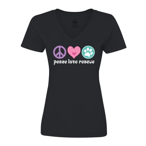 Inktastic Rescue Dogs Peace Love Rescue Pet Gift Women's V-Neck T-Shirt