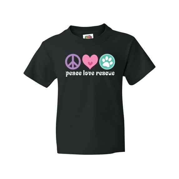 Inktastic Rescue Dogs Peace Love Rescue Pet Gift Youth T-Shirt