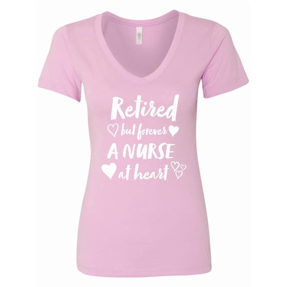Inktastic Retired but Forever a Nurse at Heart Women's V-Neck T-Shirt