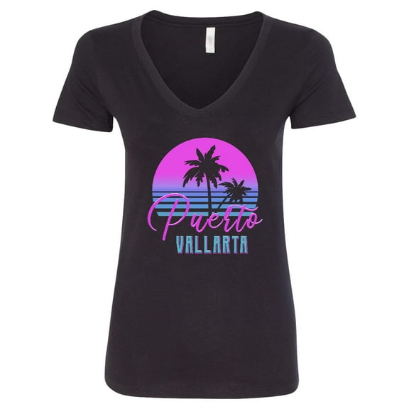 Inktastic Retro 80s Puerto Vallarta Women's V-Neck T-Shirt