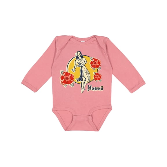 Inktastic Retro Hula Girl Girls Long Sleeve Baby Bodysuit