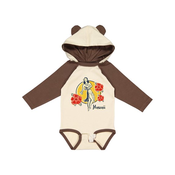 Inktastic Retro Hula Girl Girls Long Sleeve Baby Bodysuit