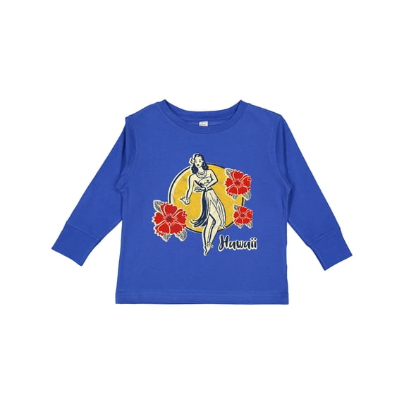 Inktastic Retro Hula Girl Girls Long Sleeve Toddler T-Shirt