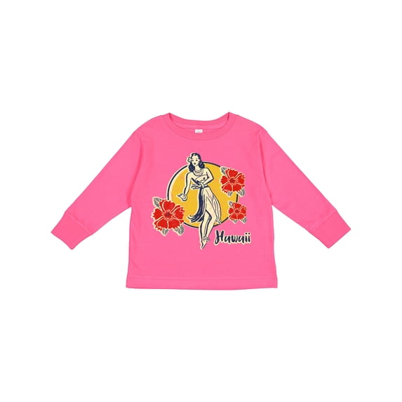 Inktastic Retro Hula Girl Girls Long Sleeve Toddler T-Shirt