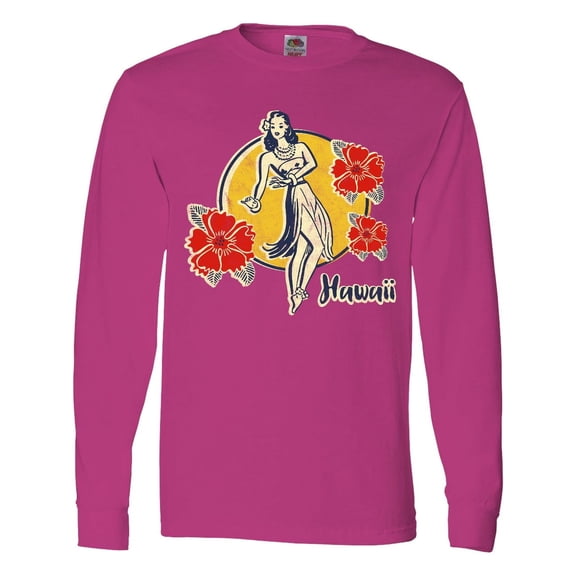 Inktastic Retro Hula Girl Long Sleeve T-Shirt