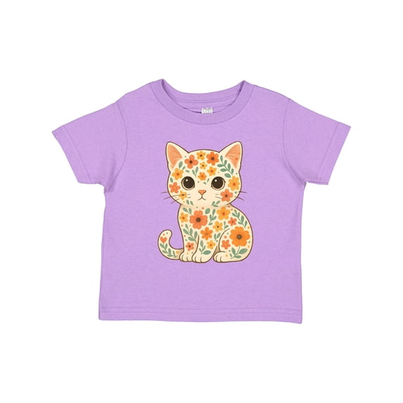 Inktastic Retro Kitty Cat Flowered Girls Toddler T-Shirt