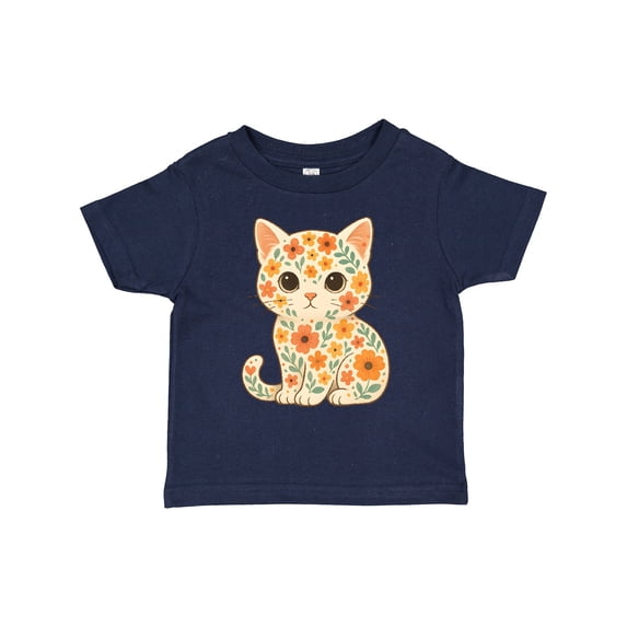 Inktastic Retro Kitty Cat Flowered Girls Toddler T-Shirt