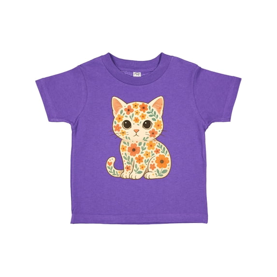 Inktastic Retro Kitty Cat Flowered Girls Toddler T-Shirt