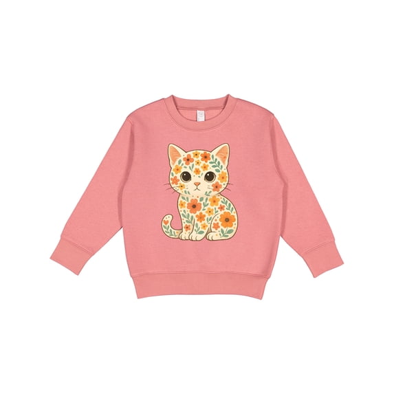 Inktastic Retro Kitty Cat Flowered Toddler Sweatshirt