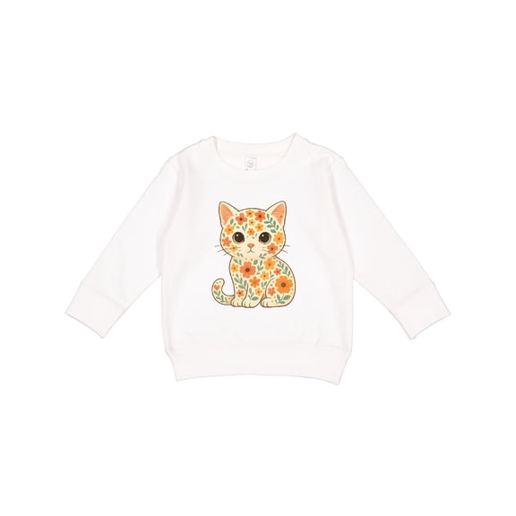 Inktastic Retro Kitty Cat Flowered Toddler Sweatshirt