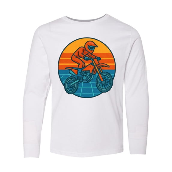 Inktastic Retro Motocross Dirt Bike Rider Long Sleeve Youth T-Shirt