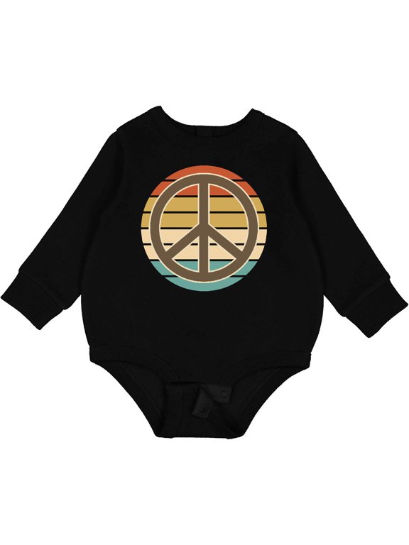 Retro Peace Sign Sunset Baby Fleece Bodysuit