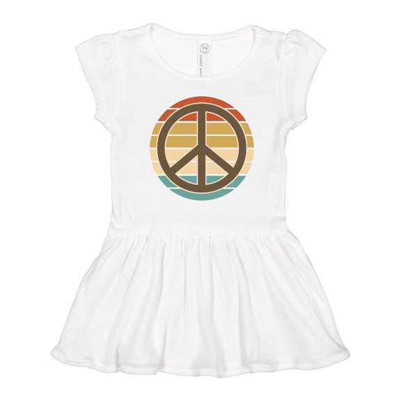 Inktastic Retro Peace Sign Sunset Girls Toddler Dress