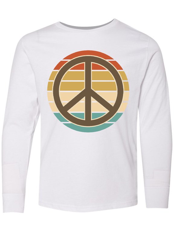 Retro Peace Sign Sunset Long Sleeve Youth T-Shirt